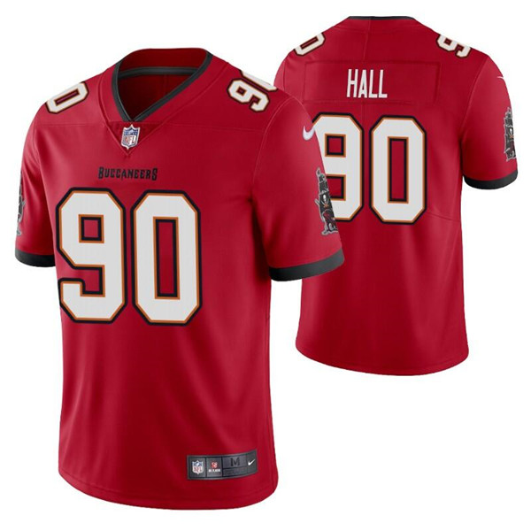 Men's Tampa Bay Buccaneers #90 Logan Hall Red Vapor Untouchable Limited Stitched Jersey - Click Image to Close